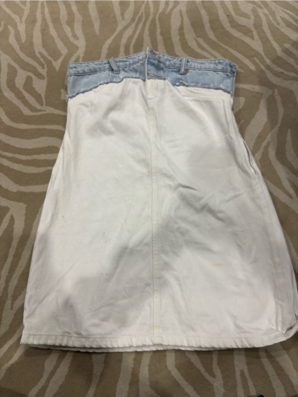 Zara White Denim dress with Light Blue denim top